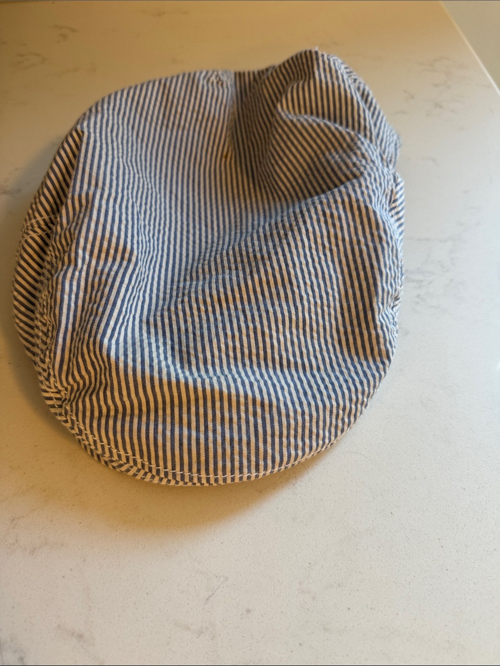 J. Crew Light Blue and White Striped Cap